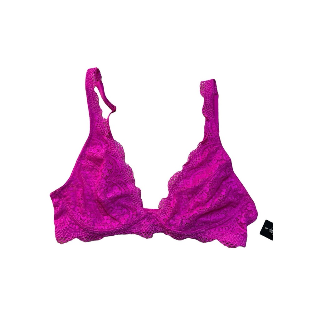 NEW Ambrielle Bra Small 5 Extreme Pink‎  Lace Bralette J73J003 Adjustable Strap